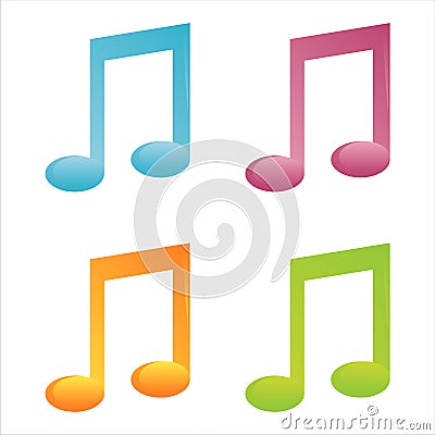 set of 4 musical note icons Vector Illustration