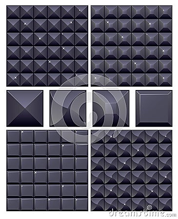Set of 4 seamless black mosaic Vector Illustration