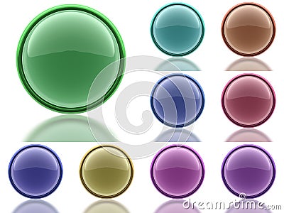 Set of 9 aqua buttons with light reflection Stock Photo