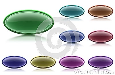 Set of 9 aqua buttons with light reflection Stock Photo