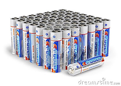 Set of AA size batteries Stock Photo