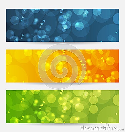 Set of abstract backgrounds with bokeh effect Vector Illustration