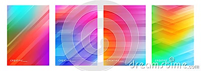 Set of abstract backgrounds with vibrant color gradients and line patterns. Bright graphic templates. Vector Illustration