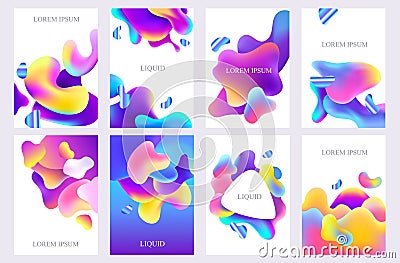 set of abstract banners with liquid fluid objects. vector illustration. colorful splash. Vector Illustration