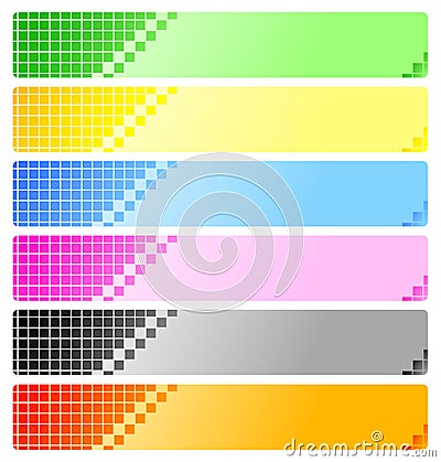 Set of abstract banners with pixels Stock Photo