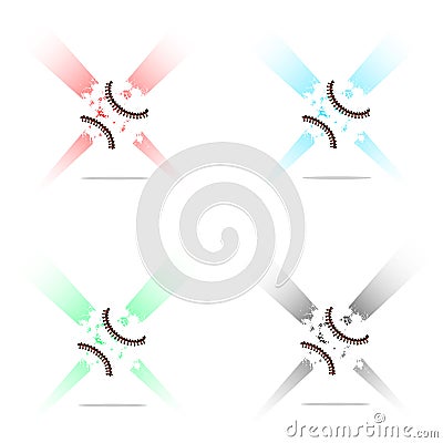 Set abstract baseball balls of ink blots Vector Illustration