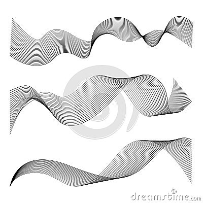 Set abstract black smoke wave. Transparent wave. Vector Illustration