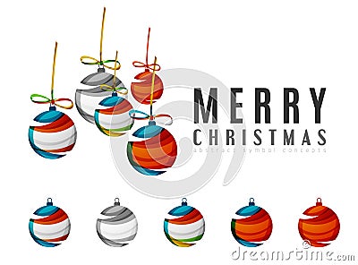 Set of abstract Christmas ball icons, business Vector Illustration