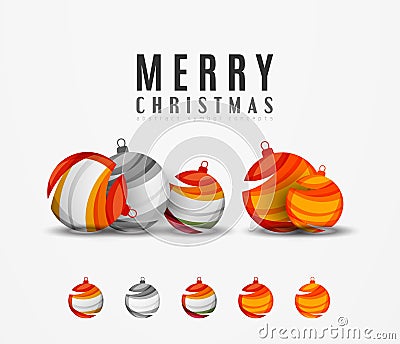 Set of abstract Christmas ball icons, business Vector Illustration