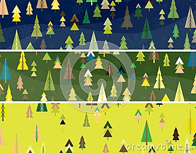 Set of abstract christmas colored banners Vector Illustration