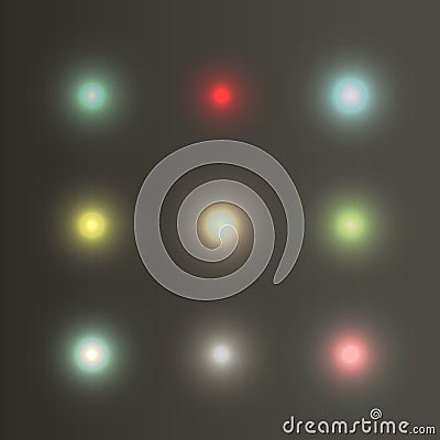 Set abstract color glow light effect Vector Illustration