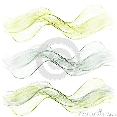 Set abstract color wave. Color smoke wave. Transparent wave. Abstract smooth wave vector. Smoke green wave. Vector Illustration