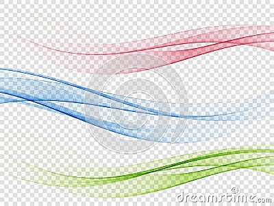 Set of abstract color wave. Color smoke wave. Transparent color wave. Blue, pink, green color. Wavy design. Stock Photo