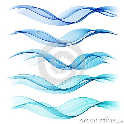 Set abstract color wave. Vector smoke lines. Vector Illustration