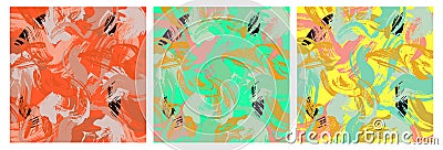 Set with abstract colorful brushstrokes Vector Illustration