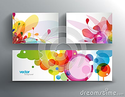 Set of abstract colorful cards and web banner. Vector Illustration