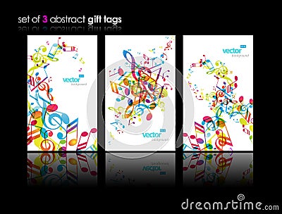 Set of abstract colorful music tags. Vector Illustration