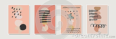 Set of abstract contemporary artistic prints. Wall art Vector Illustration
