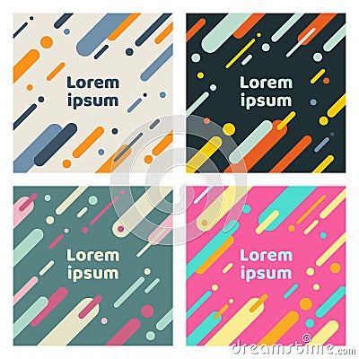 Set of abstract covers with flat geometric rounded lines pattern. Cool colorful backgrounds. You can use for Banners, Placards, Vector Illustration