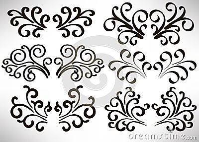 Abstract curly element set for design, swirl, curl. Divider collection. Vector Illustration