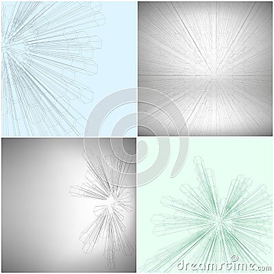 Set of Abstract 3D hexagonal backgrounds, vector Vector Illustration