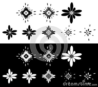 Set of 8 abstract elements, motifs - Circular, rounded element s Vector Illustration