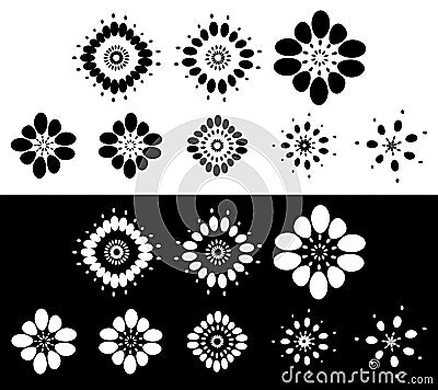 Set of 8 abstract elements, motifs - Circular, rounded element s Vector Illustration