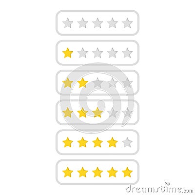 Set of abstract five rating star Vector Illustration