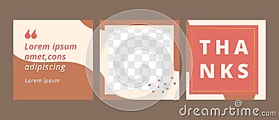 Set of abstract floral background for social media post. Simple feminine layout illustration. Vector trendy minimal Cartoon Illustration