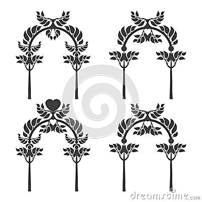 Set of abstract foliate arch. Vector Illustration