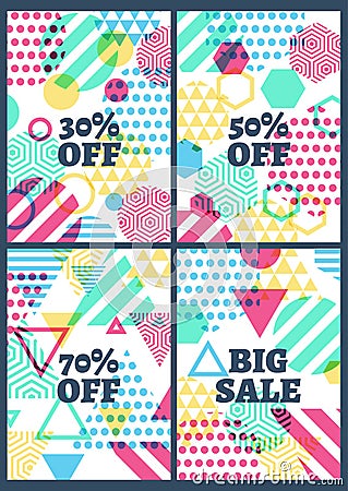 Set of abstract geometric background. Summer sale design. Vector Illustration