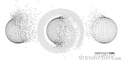 Set of abstract globe particles spheres. Vector Illustration