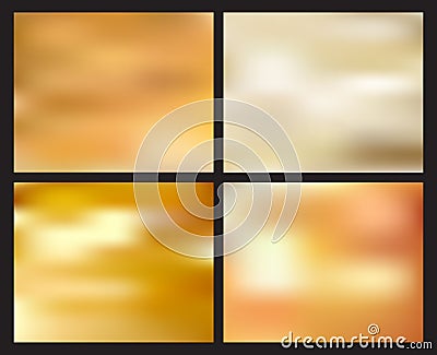 Set of abstract golden blurred background. Creative concept elements Vector Illustration