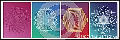 A set of 4 Abstract gradient color geometric pattern texture template vector Vector Illustration