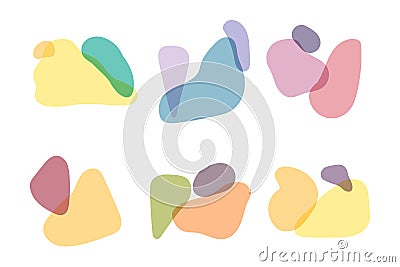 Set of abstract hand drawn shapes in different transparent colors Vector Illustration