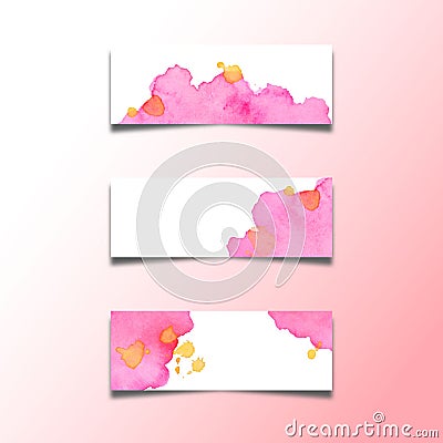 Set of abstract header banners with watercolors stains Eps10 vector Stock Photo