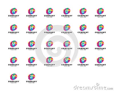 Set of Abstract Initial Letter Overlay Transparency Logo Template Vector Illustration
