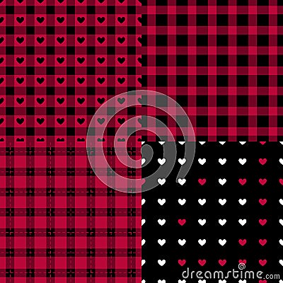 Set Abstract male style seamless pattern. Eastern Checkered black and red trend palette. Vector Fashion background. Vector Illustration