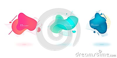 Set of abstract modern graphic elements. Dynamical colored forms and line. Gradient abstract banners with flowing liquid shapes Vector Illustration