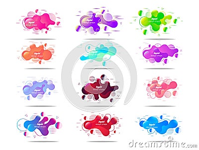 Set of abstract modern graphic elements. Dynamical colored forms and line. Gradient abstract banners with flowing liquid shapes Vector Illustration