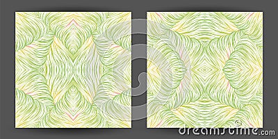 Set abstract pattern seamless. line art tracery. texture wave ha Vector Illustration