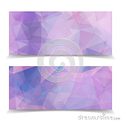 Set of Abstract Pink Triangular headers Vector Illustration