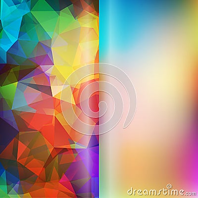 Set of abstract polygon triangles and blurred smooth backgrounds Vector Illustration