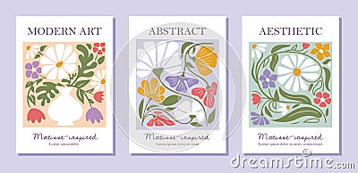 Set of abstract posters with flowers vector concept Vector Illustration