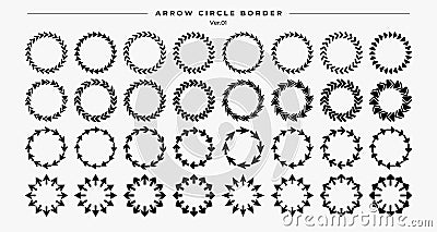 Set of abstract recycle arrow line border logo. Pointer arrow circle frame logo. Vector Illustration