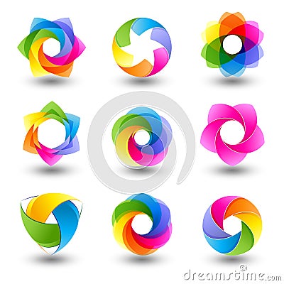 Set of abstract round design element, Sphere Icons, Isolated On White Stock Photo