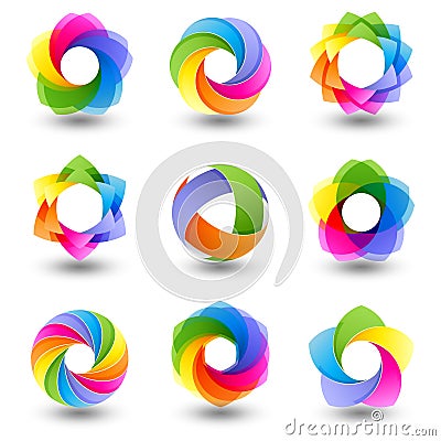 Set of abstract round vector design element, Sphere Icons, Isolated On White Vector Illustration