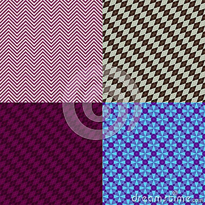 Set abstract seamless patterns with colorful rhombus Stock Photo