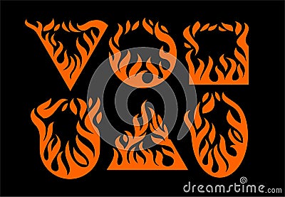 Set of abstract smoke fire basic shape icon logo. Silhouette of flame logo icon. Vector Illustration