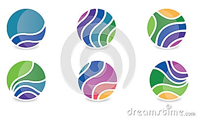 Set Of Abstract Sphere Logo Rounded Globle Circular Logo Template Modern Company Logo Symbol Vector Vector Illustration